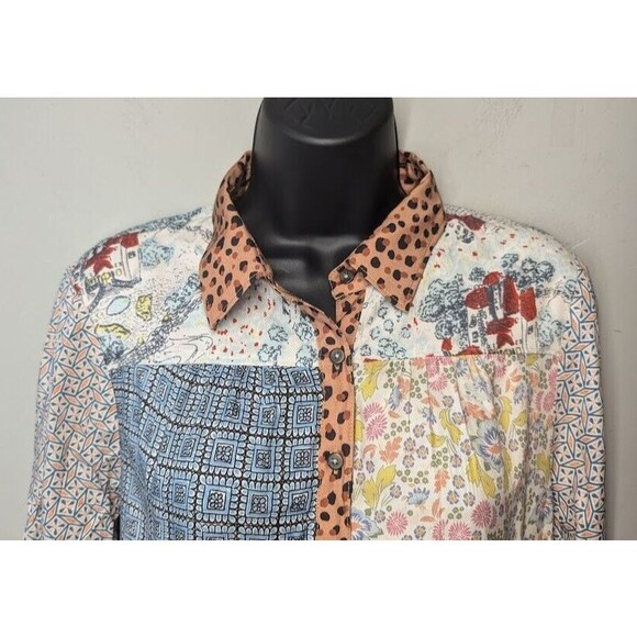 Maeve Multicolor Patchwork Button Down Shirt - Picture 2 of 6